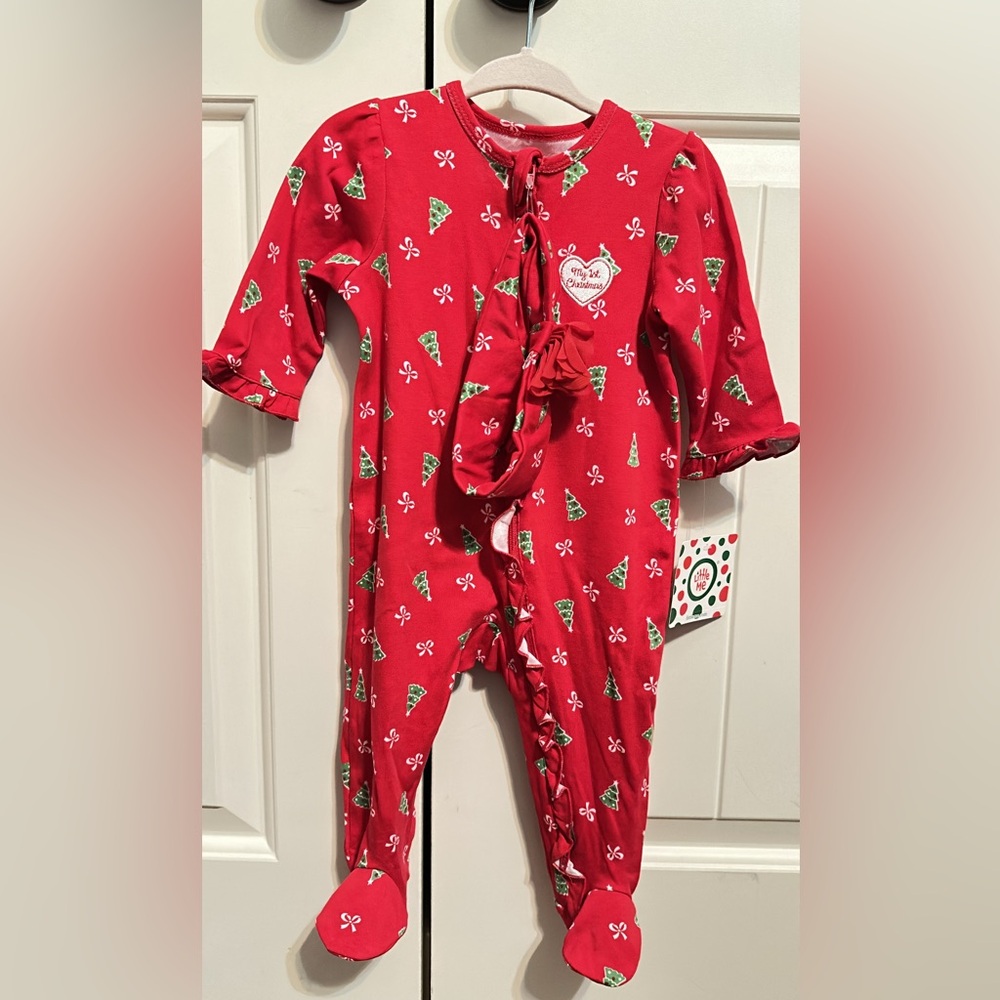 Little Me Festive Red Baby Footie